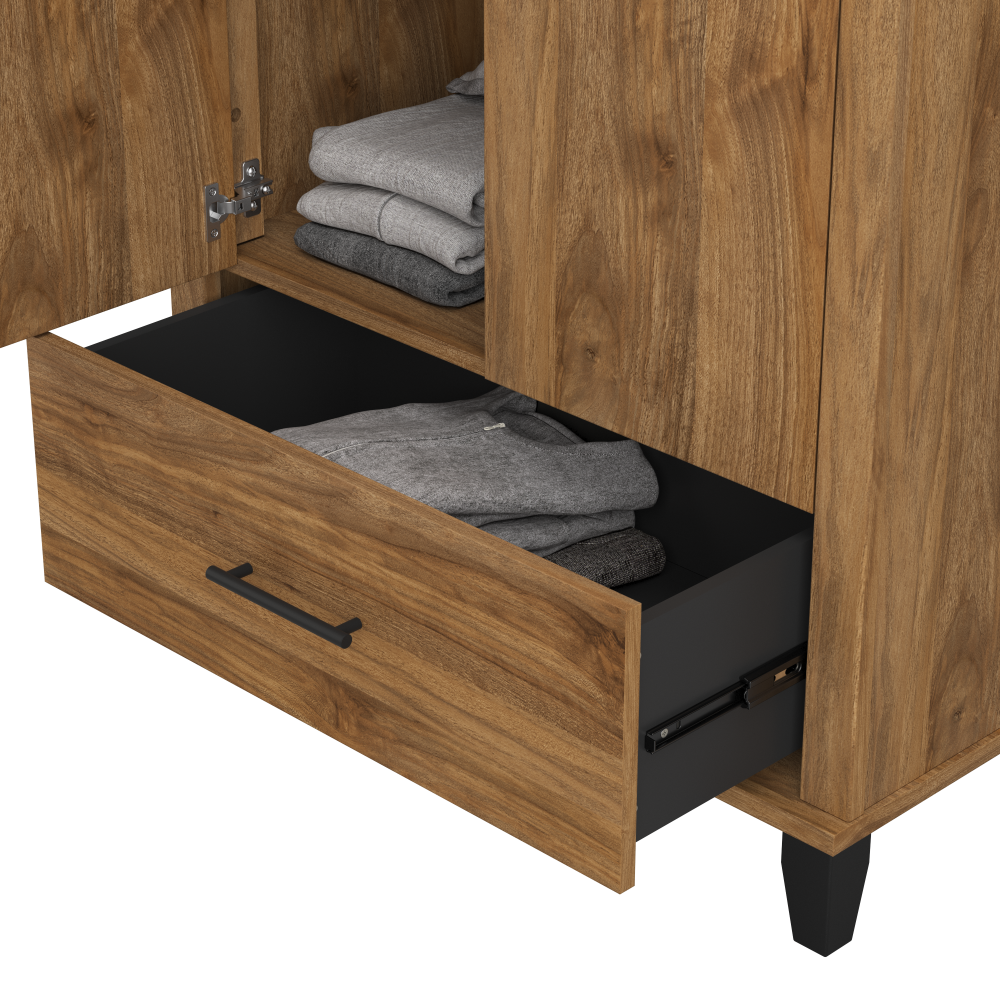Shop Bush Furniture Somerset Tall Storage Cabinet with Doors and Drawer, Image 05, STS166FWK-Z2, #color_fresh walnut