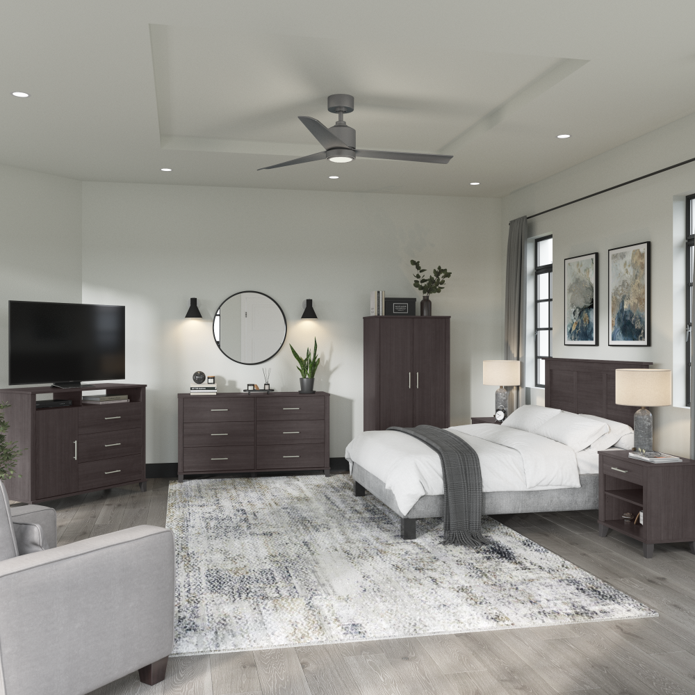 Shop Bush Furniture Somerset 3 Drawer Dresser and Bedroom TV Stand, Image 04, STV148SGK, #color_storm gray