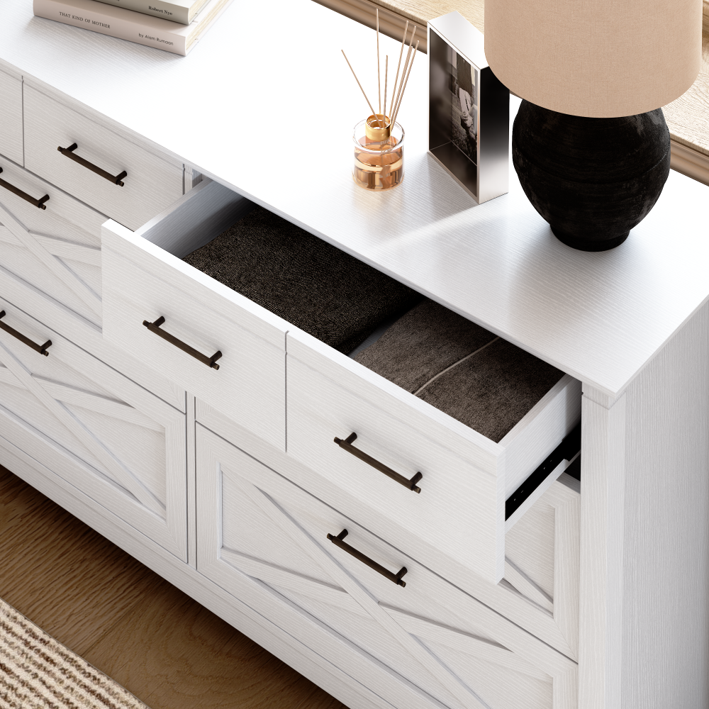 Shop Bush Home Key West 6 Drawer Dresser, Image 04, KWS158WT-03, #color_pure white oak