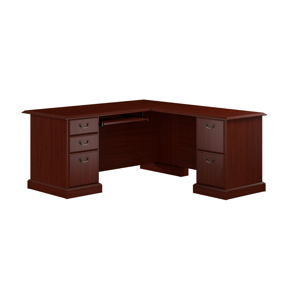 Shop Bush Business Furniture Arlington L Shaped Desk with Drawers and Keyboard Tray, Image 01, WC65570-03K, #color_harvest cherry