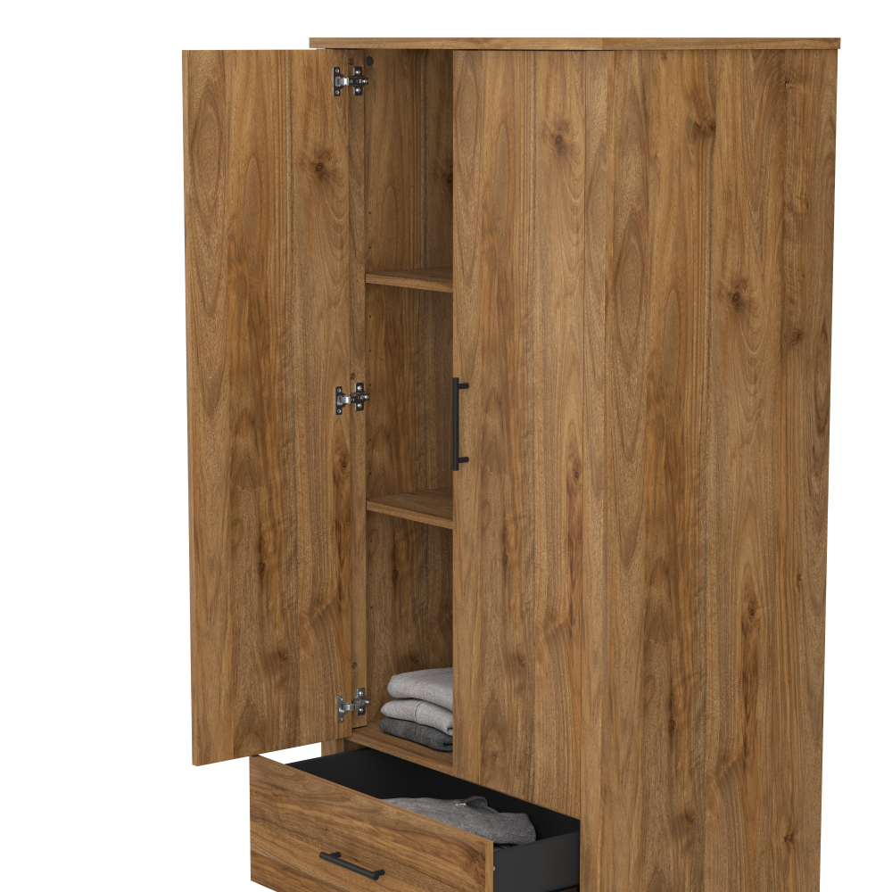 Shop Bush Furniture Somerset Tall Storage Cabinet with Doors and Drawer, Image 06, STS166FWK-Z2, #color_fresh walnut