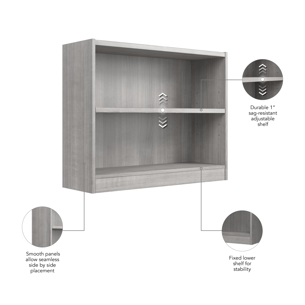 Shop Bush Furniture Universal Small 2 Shelf Bookcase, Image 06, WL12456, #color_platinum gray