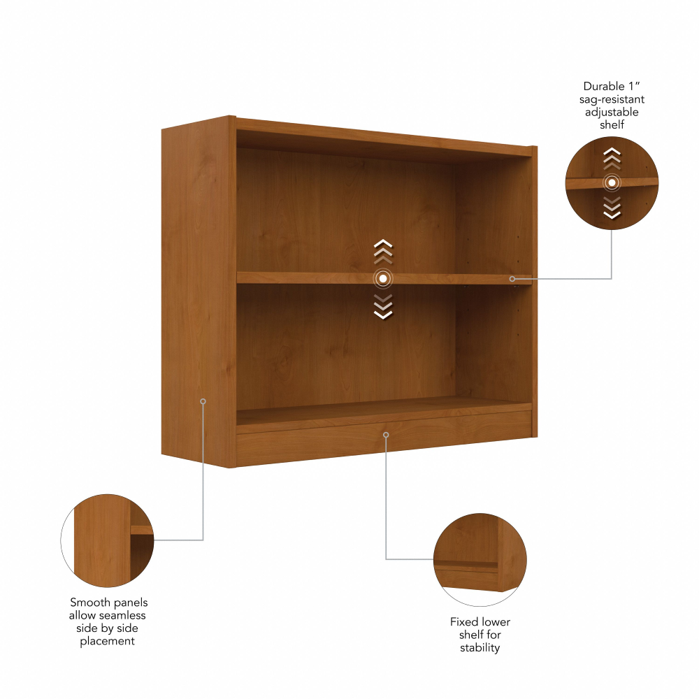 Shop Bush Furniture Universal Small 2 Shelf Bookcase, Image 06, WL12466, #color_natural cherry