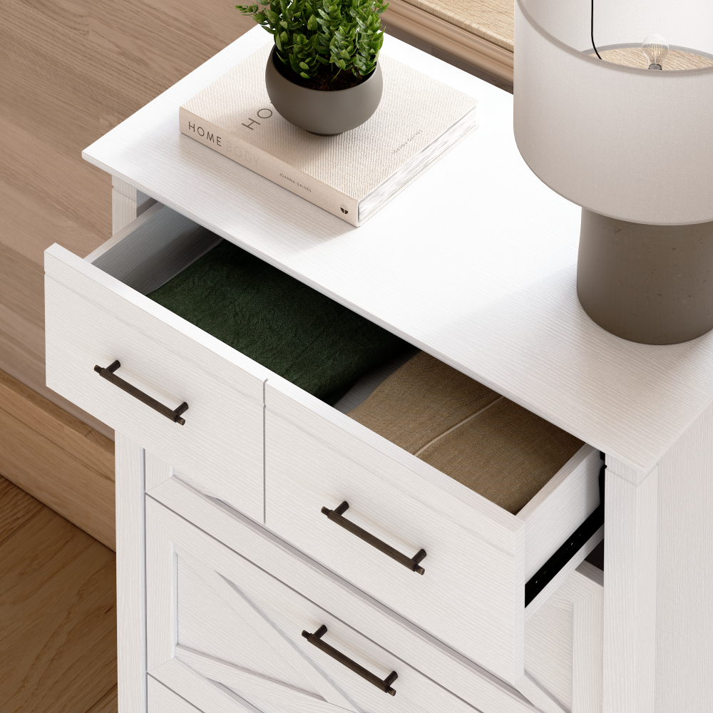 Shop Bush Home Key West 4 Drawer Dresser, Image 04, KWS432WT-03, #color_pure white oak