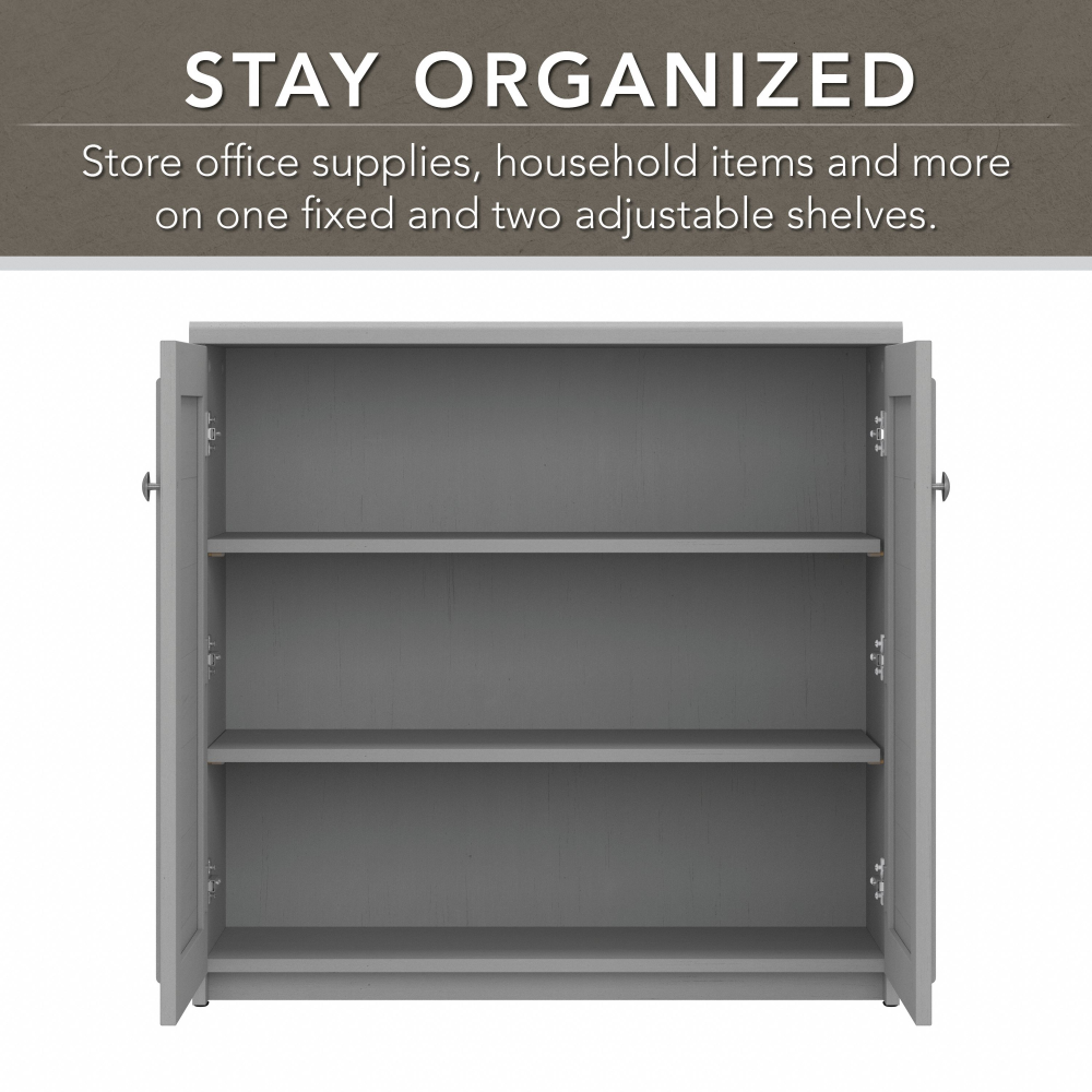Shop Bush Furniture Fairview Small Storage Cabinet with Doors and Shelves, Image 09, WC53596-03, #color_cape cod gray