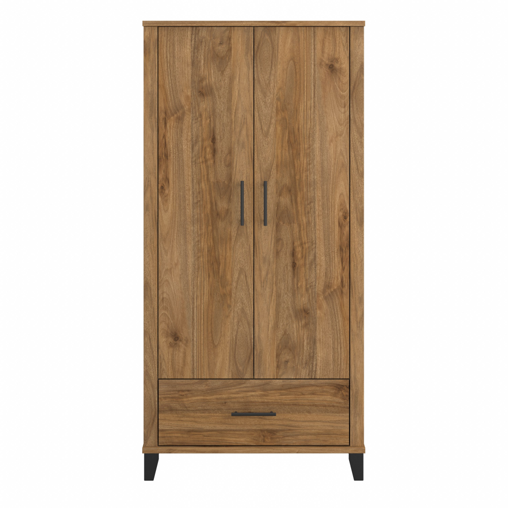 Shop Bush Furniture Somerset Tall Storage Cabinet with Doors and Drawer, Image 03, STS166FWK-Z2, #color_fresh walnut