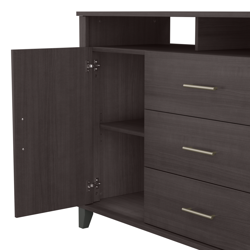 Shop Bush Furniture Somerset 3 Drawer Dresser and Bedroom TV Stand, Image 06, STV148SGK, #color_storm gray