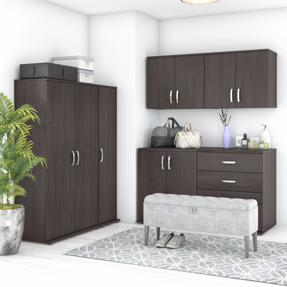 Shop Bush Business Furniture Universal 6 Piece Modular Closet Storage Set with Floor and Wall Cabinets, Image 02, CLS002SG, #color_storm gray