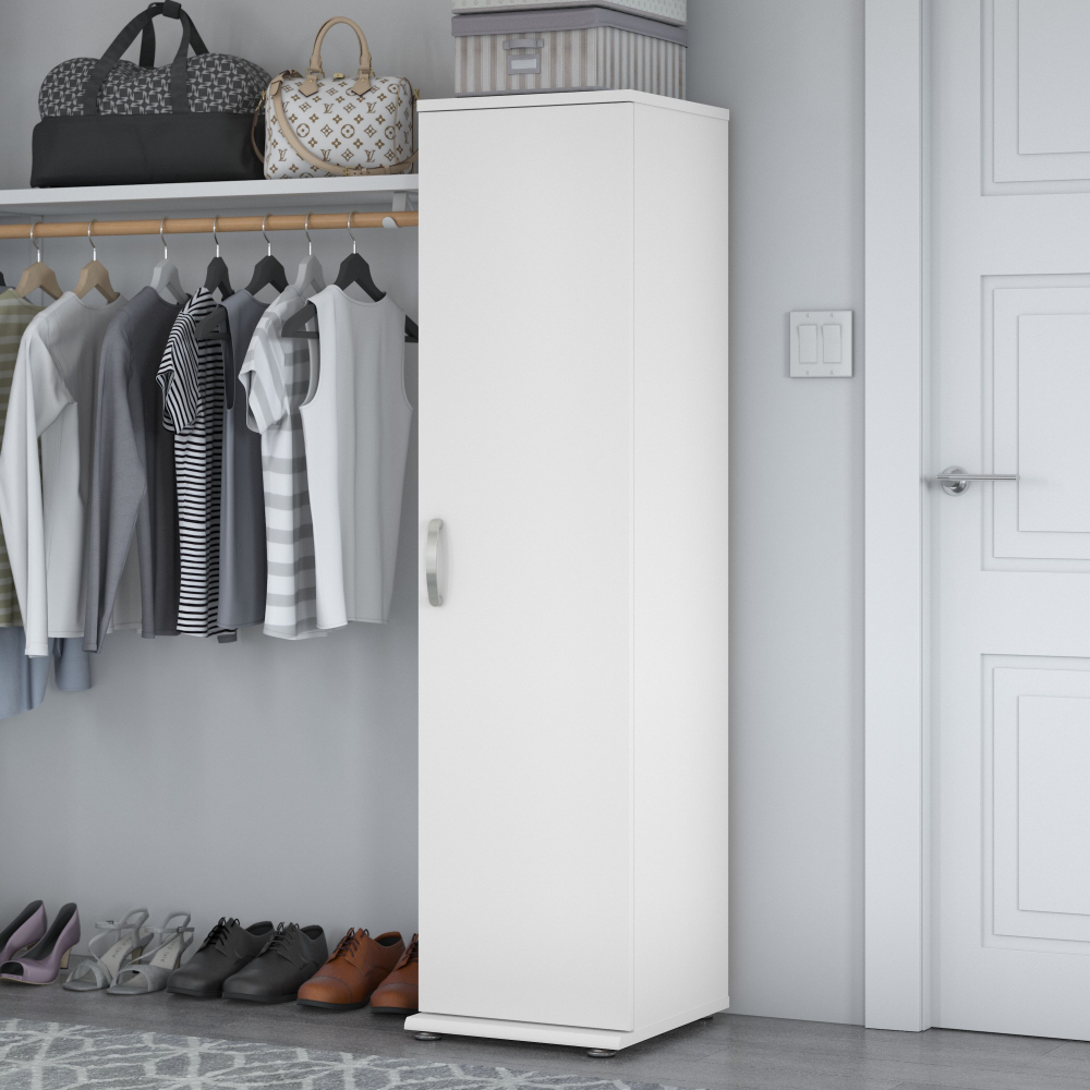 Shop Bush Business Furniture Universal Narrow Clothing Storage Cabinet with Door and Shelves, Image 02, CLS116WH-Z, #color_white