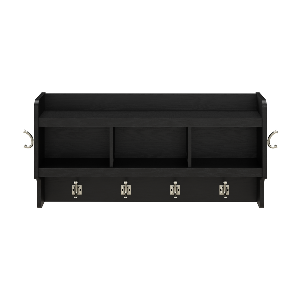 Shop Bush Furniture Woodland 40W Wall Mounted Coat Rack with Shelf, Image 03, WDH340BS-03, #color_black suede oak