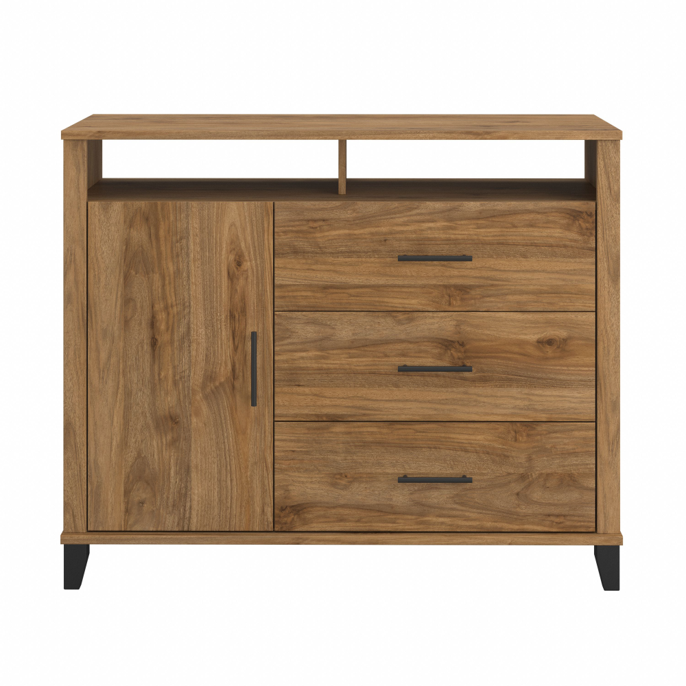 Shop Bush Furniture Somerset 3 Drawer Dresser and Bedroom TV Stand, Image 03, STV148FWK, #color_fresh walnut