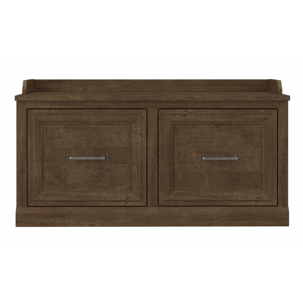 Shop Bush Furniture Woodland 40W Shoe Storage Bench with Doors, Image 03, WDS140ABR-03, #color_ash brown