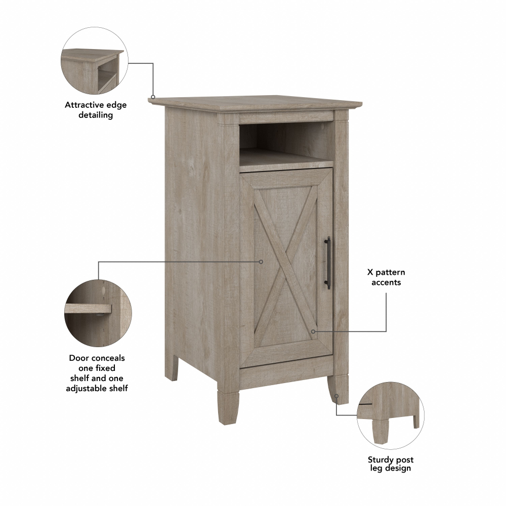 Shop Bush Furniture Key West Small Storage Cabinet with Door, Image 07, KWS116WG-03, #color_washed gray
