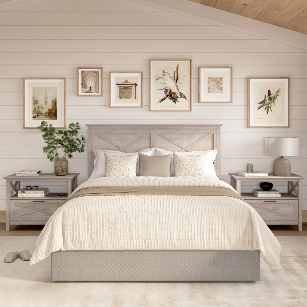 Shop Bush Home Key West 65W Full/Queen Headboard with Set of 2 Nightstands, Image 02, KWS109WG, #color_washed gray