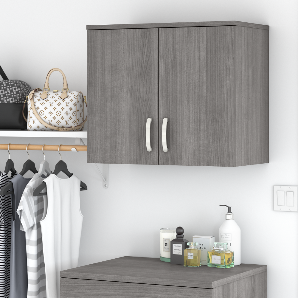 Shop Bush Business Furniture Universal Closet Wall Cabinet with Doors and Shelves, Image 02, CLS428PG-Z, #color_platinum gray