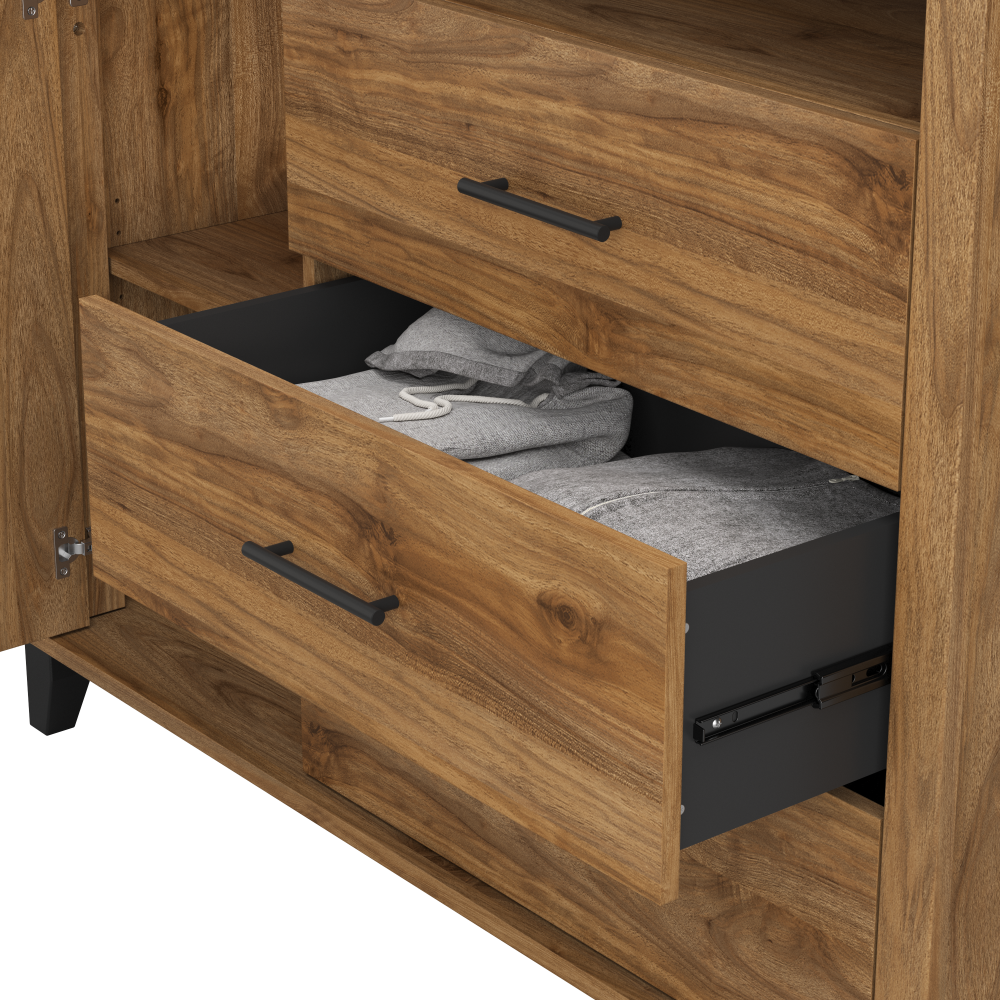 Shop Bush Furniture Somerset 3 Drawer Dresser and Bedroom TV Stand, Image 06, STV148FWK, #color_fresh walnut