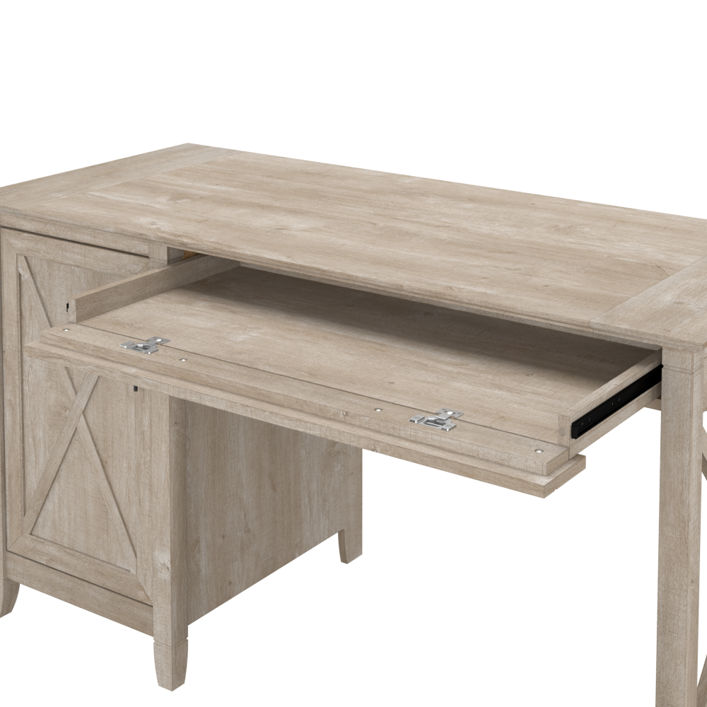 Shop Bush Furniture Key West 54W Computer Desk with Keyboard Tray and Storage, Image 04, KWD154WG-03, #color_washed gray