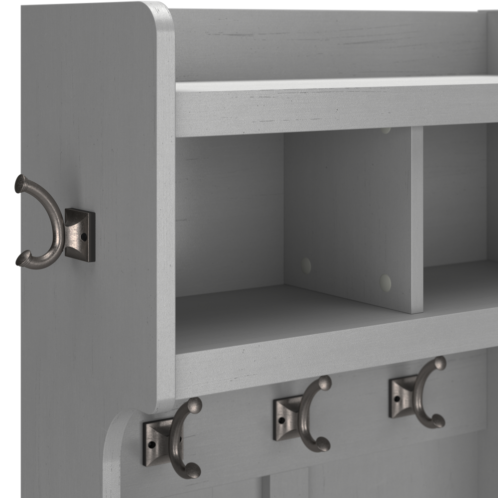 Shop Bush Furniture Woodland 40W Entryway Bench with Doors and Wall Mounted Coat Rack, Image 05, WDL009CG, #color_cape cod gray