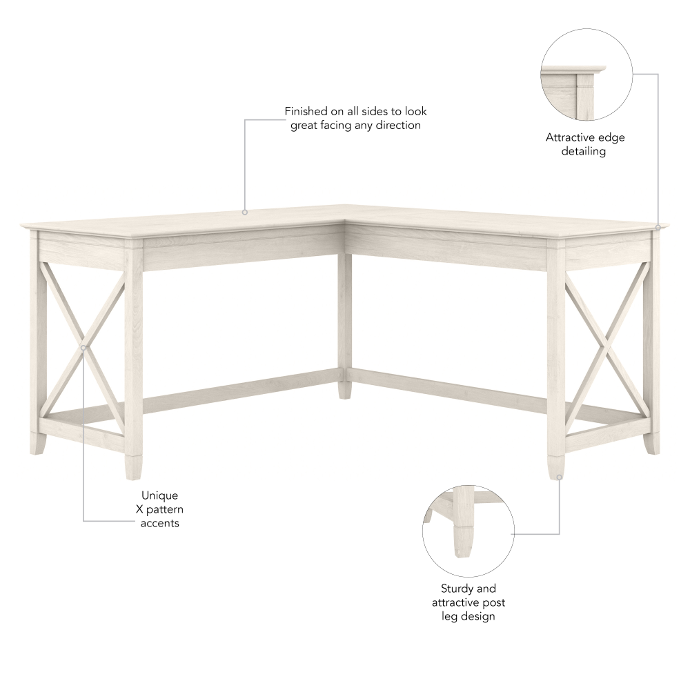 Shop Bush Furniture Key West 60W L Shaped Desk, Image 06, KWD160LW-03, #color_linen white oak