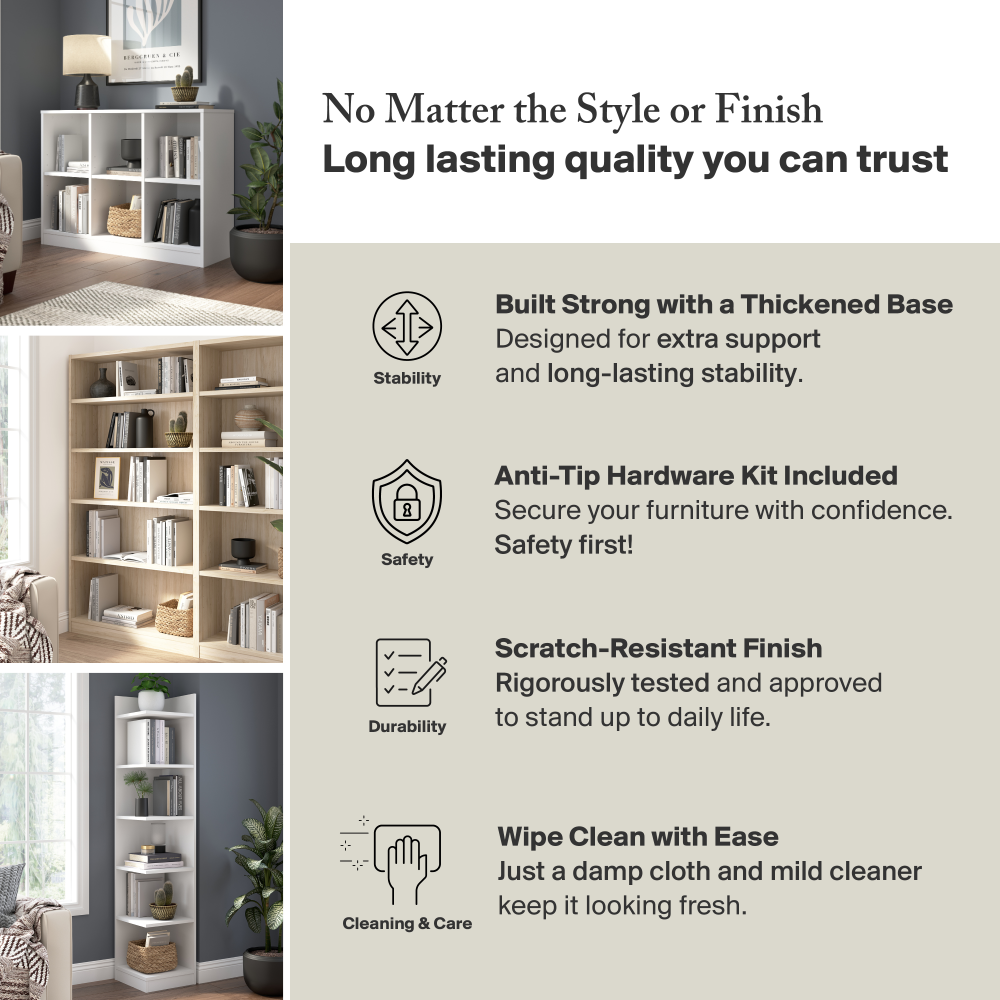 Shop Bush Furniture Universal Small 2 Shelf Bookcase, Image 05, WL12452, #color_black walnut
