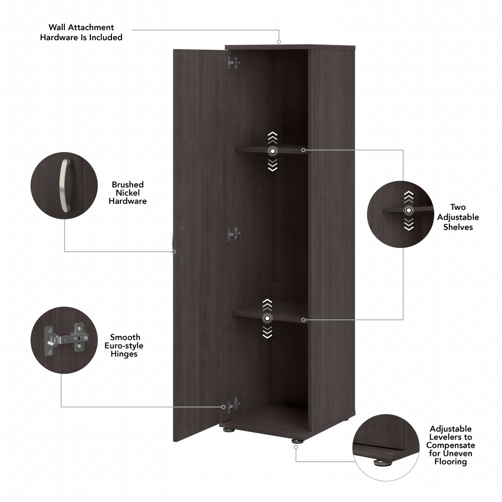 Shop Bush Business Furniture Universal Narrow Clothing Storage Cabinet with Door and Shelves, Image 07, CLS116SG-Z, #color_storm gray