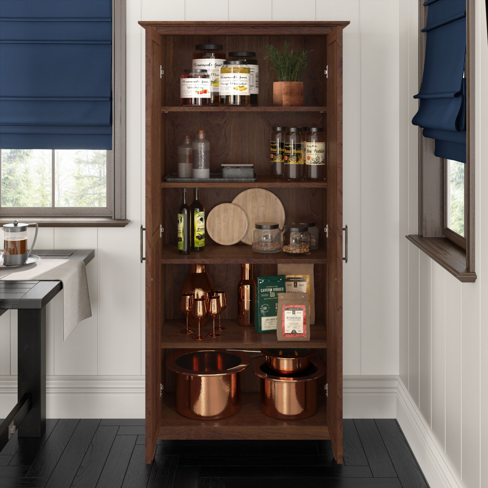 Shop Bush Furniture Key West Kitchen Pantry Cabinet, Image 04, KWS266BC-Z, #color_bing cherry