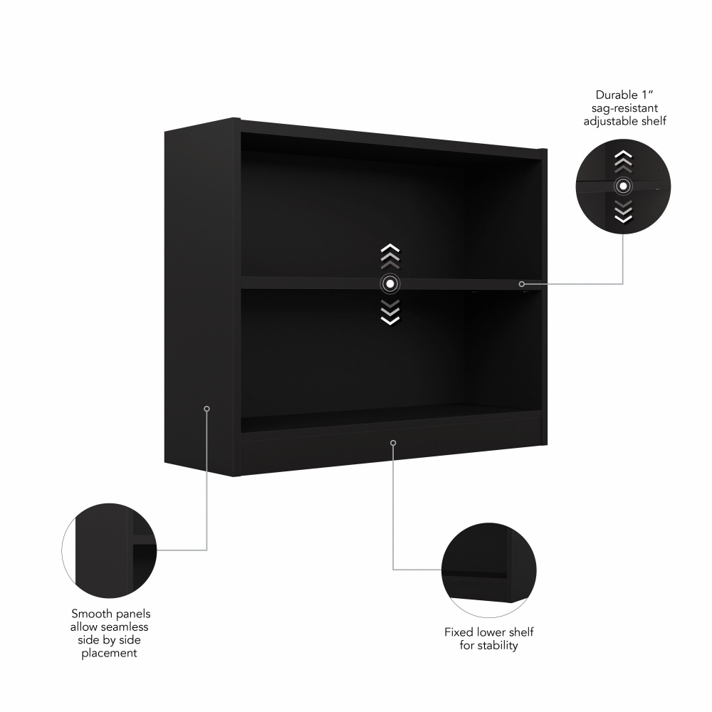 Shop Bush Furniture Universal Small 2 Shelf Bookcase, Image 06, WL12438, #color_black