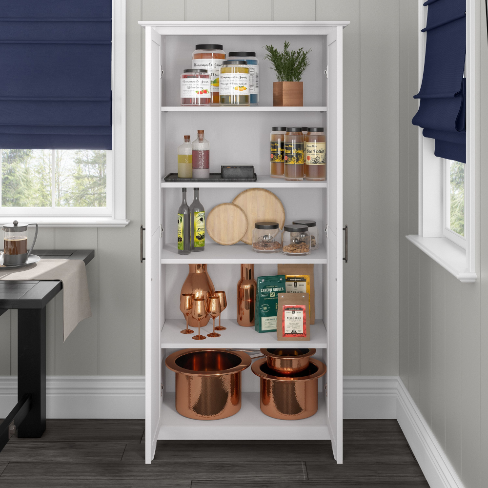 Shop Bush Furniture Key West Kitchen Pantry Cabinet, Image 04, KWS266WT-Z, #color_pure white oak