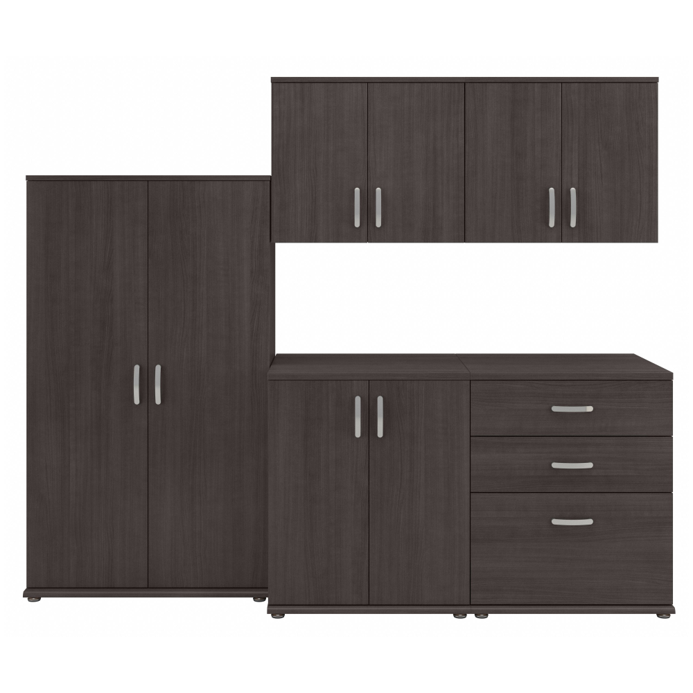 Shop Bush Business Furniture Universal 5 Piece Modular Closet Storage Set with Floor and Wall Cabinets, Image 01, CLS003SG, #color_storm gray