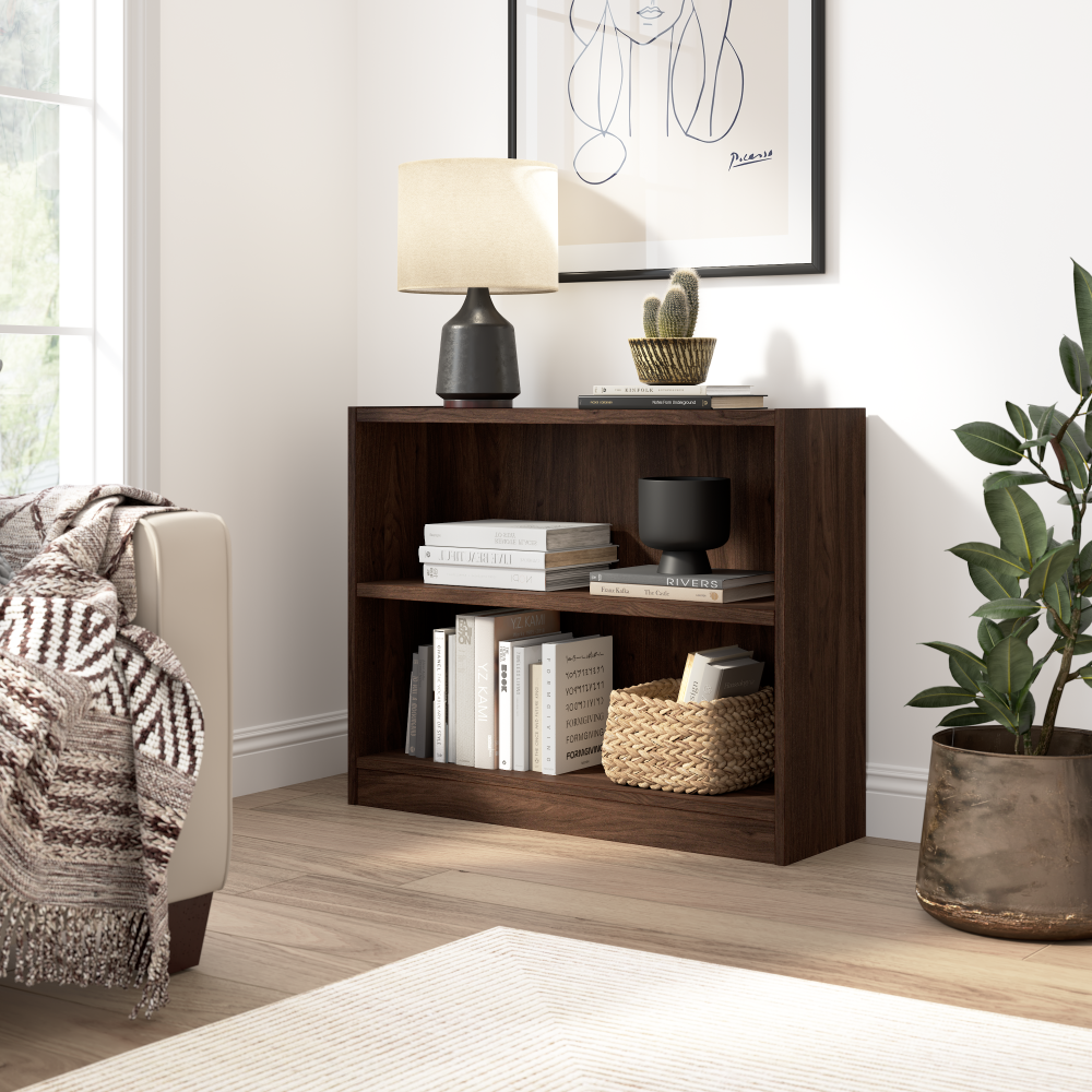 Shop Bush Furniture Universal Small 2 Shelf Bookcase, Image 02, WL12452, #color_black walnut