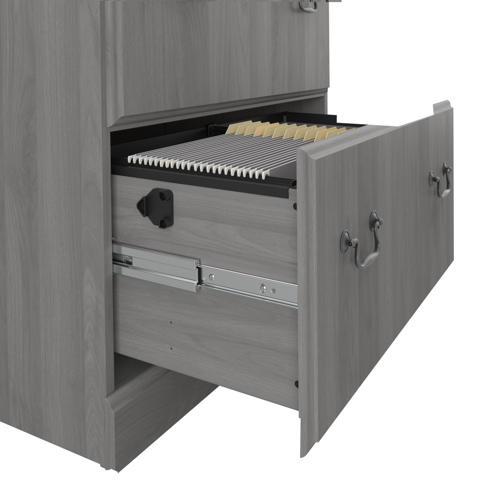 Shop Bush Furniture Saratoga Executive Desk with File Cabinet and Bookcase Set, Image 05, SAR001MG, #color_modern gray