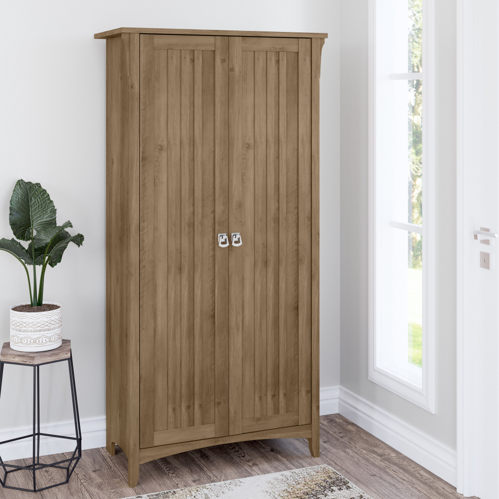 Shop Bush Furniture Salinas Tall Storage Cabinet with Doors, Image 02, SAS332RCP-03, #color_reclaimed pine