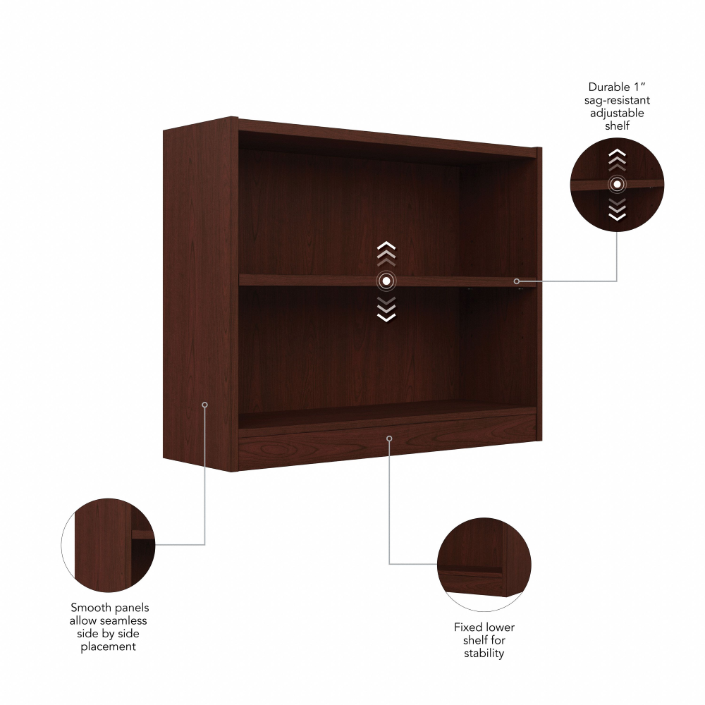 Shop Bush Furniture Universal Small 2 Shelf Bookcase, Image 06, WL12447, #color_vogue cherry