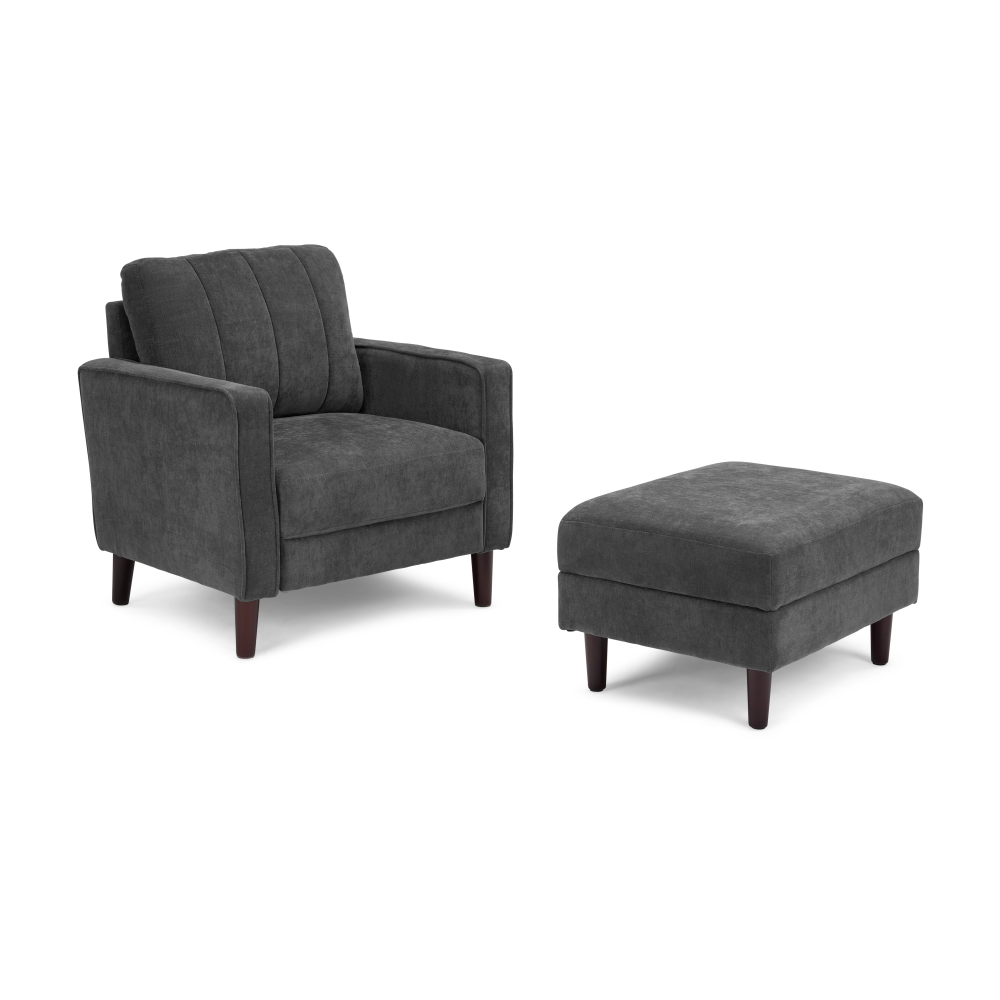 Shop Bush Home Max Accent Chair and Storage Ottoman, Image 01, MAX002IGC, #color_iron gray chenille fabric