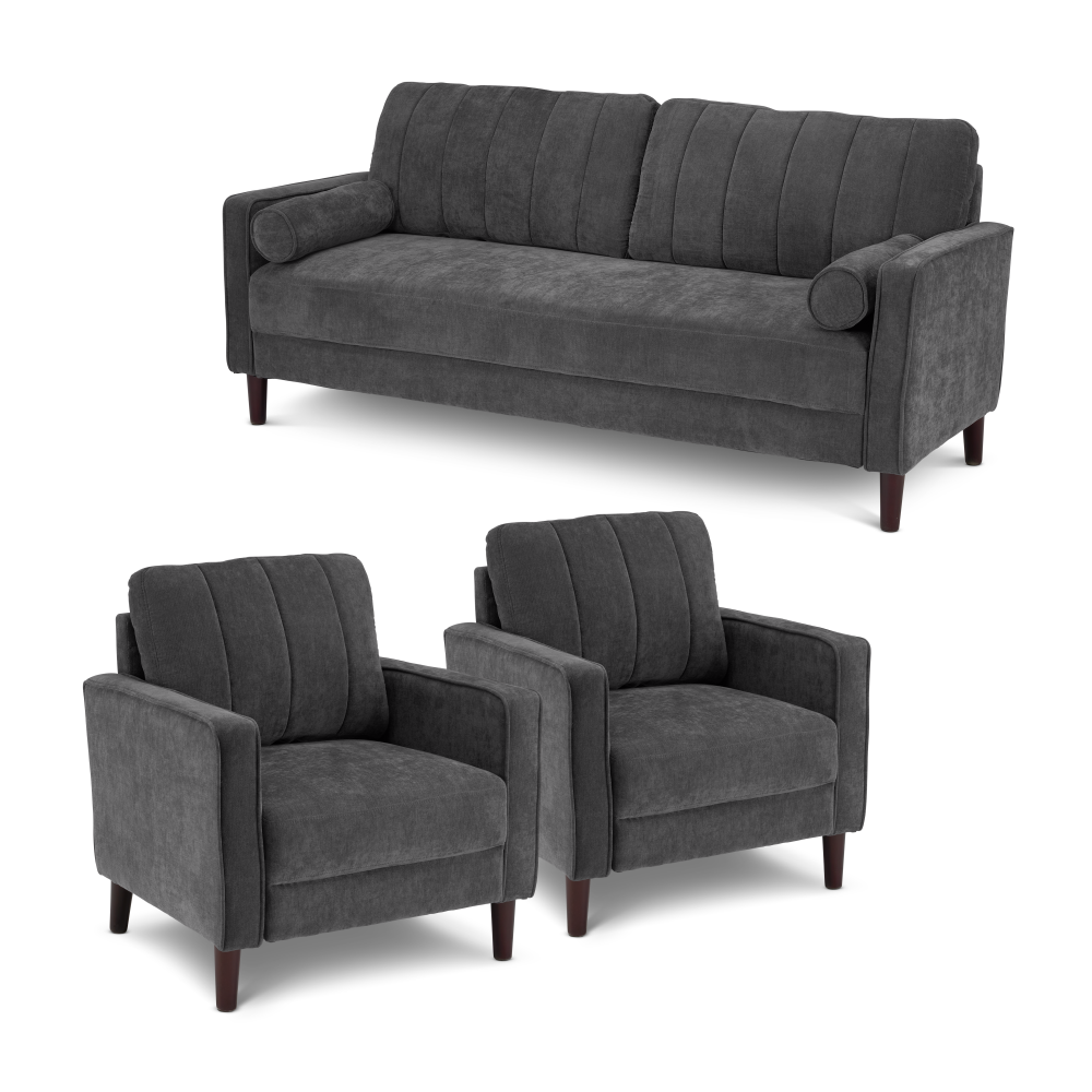 Shop Bush Home Max 77W Sofa and 32W Accent Chair - Set of 2, Image 01, MAX008IGC, #color_iron gray chenille fabric