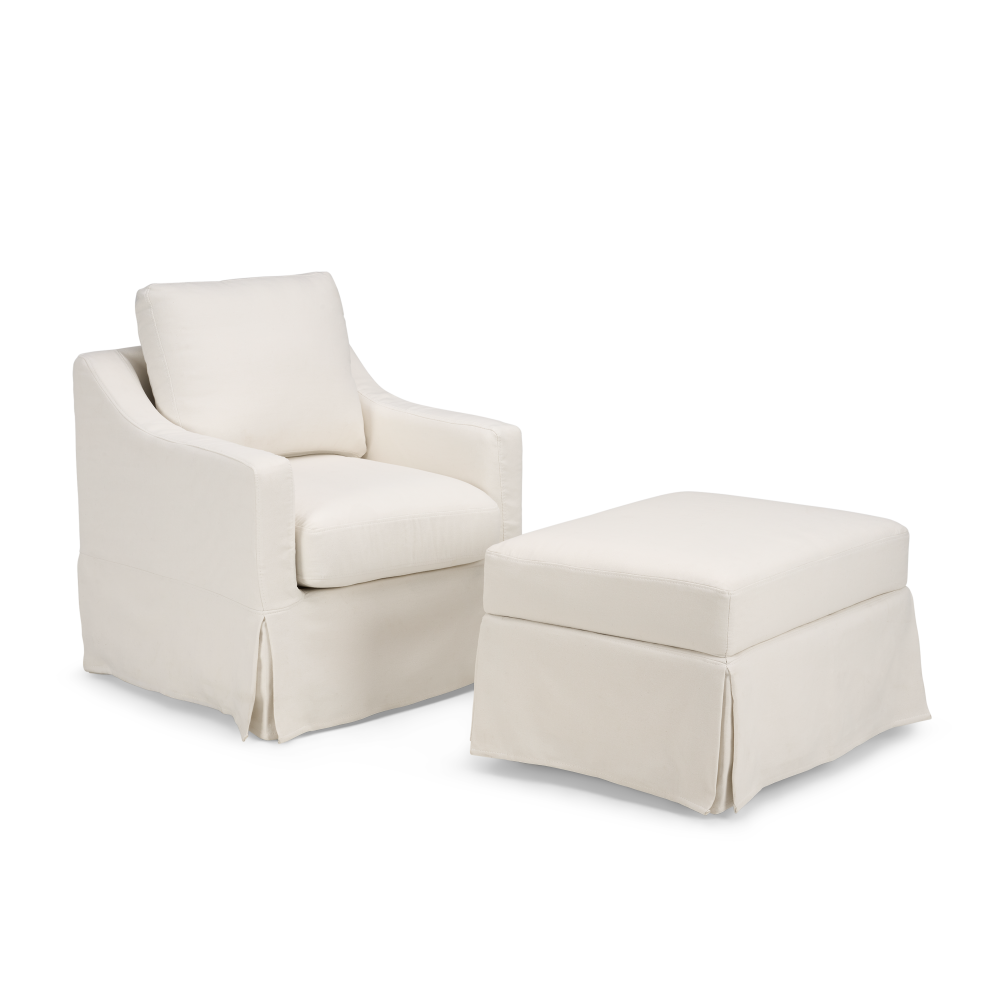 Shop Bush Home Harper Swivel Accent Chair and Storage Ottoman with Slipcovers, Image 01, HAR002IYB, #color_ivory basketweave fabric