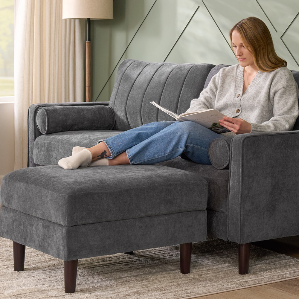 Shop Bush Home Max 77W Sofa and Storage Ottoman, Image 03, MAX003IGC, #color_iron gray chenille fabric