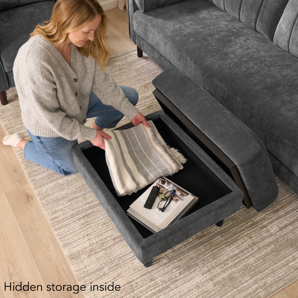 Shop Bush Home Max 54W Loveseat and Storage Ottoman, Image 04, MAX004IGC, #color_iron gray chenille fabric