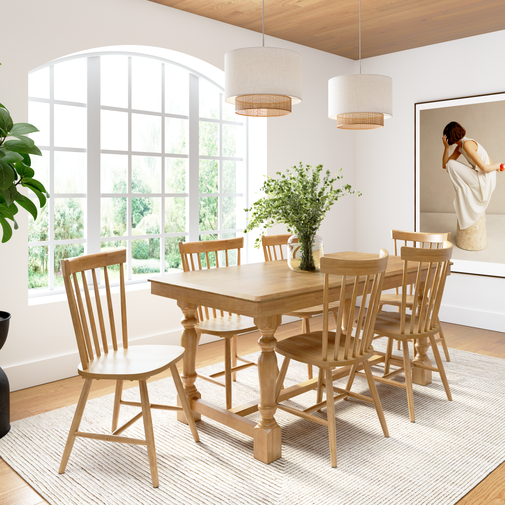 Shop Bush Furniture Windsor High Back Spindle Dining Chairs - Set of 2, Image 03, WDNCH02NHS-03, #color_natural honey brown
