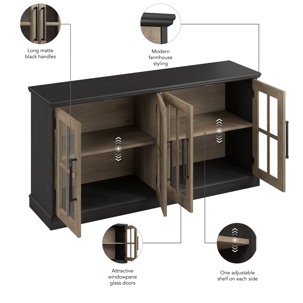Shop Bush Furniture Westbrook 60W TV Stand for 75 Inch TV, Image 09, WBV160V2R-Z, #color_vintage black/restored tan hickory