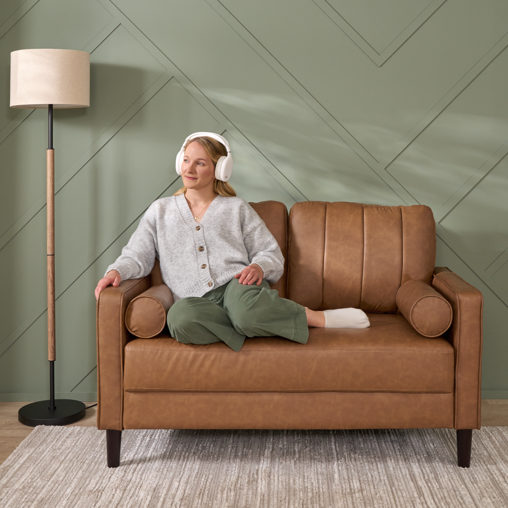 Shop Bush Home Max 54W Loveseat and Storage Ottoman, Image 03, MAX004BCL, #color_buffed camel leather