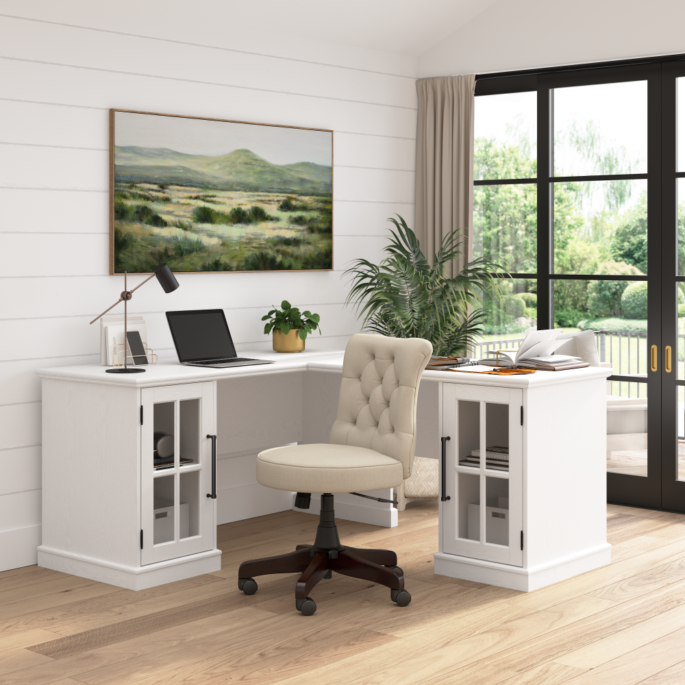 Shop Bush Furniture Westbrook 60W L Shaped Desk with Storage, Image 02, WBK017WAS, #color_white ash