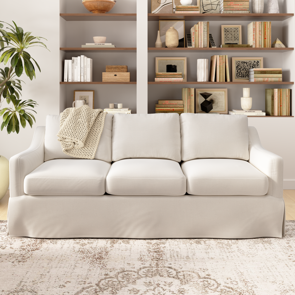 Shop Bush Home Harper 80W Sofa with Slipcover, Image 02, HAR010IYB, #color_ivory basketweave fabric