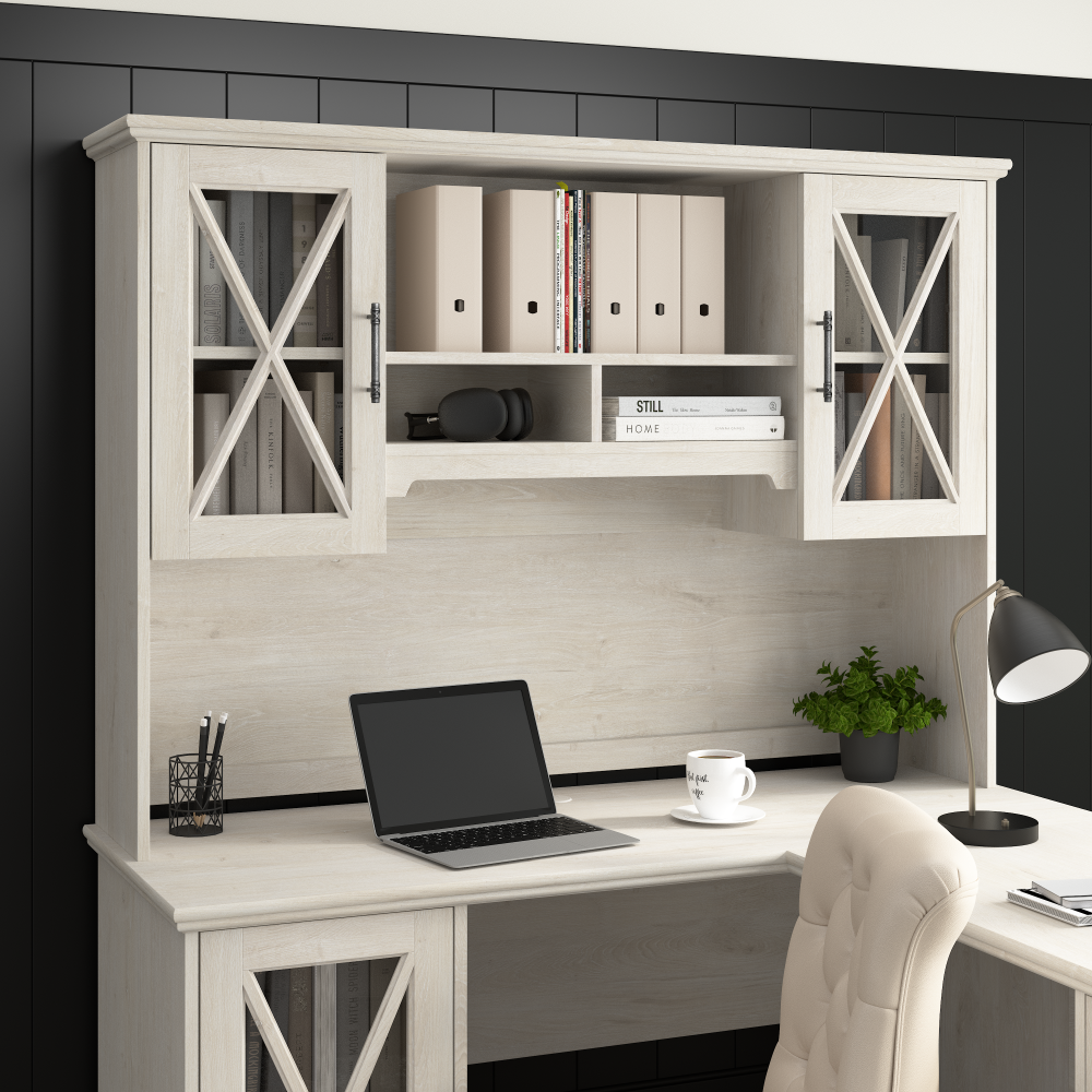 Bush Home Lennox 60W Farmhouse Hutch for Desk and Buffet Cabinet