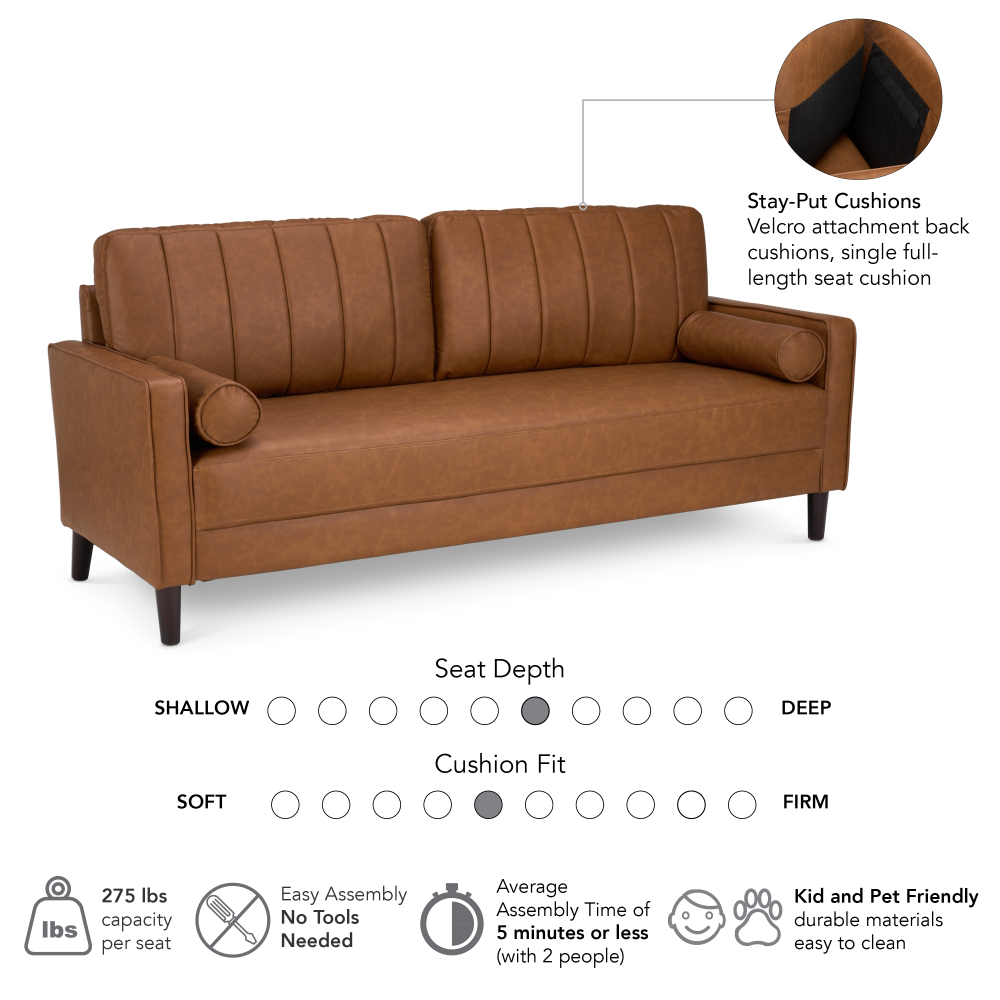 Shop Bush Home Max 77W Sofa, Image 05, MXJ177BCL-03, #color_buffed camel leather