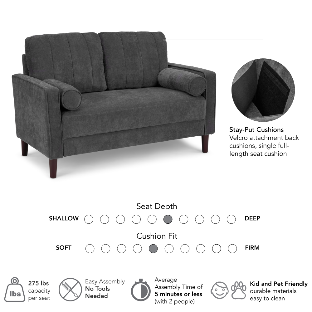 Shop Bush Home Max 54W Loveseat, Image 05, MXJ154IGC-03, #color_iron gray chenille fabric