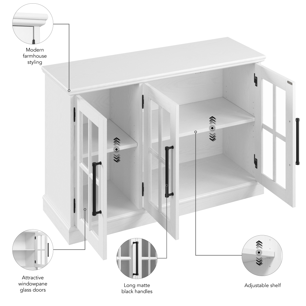 Shop Bush Furniture Westbrook 46W TV Stand for 65 Inch TV, Image 07, WBV146WAS-Z, #color_white ash