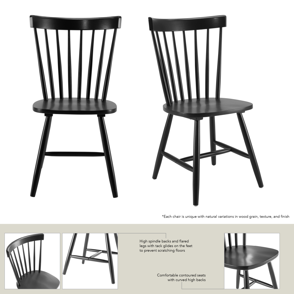 Shop Bush Furniture Windsor High Back Spindle Dining Chairs - Set of 2, Image 06, WDNCH02BLP-03, #color_black paint
