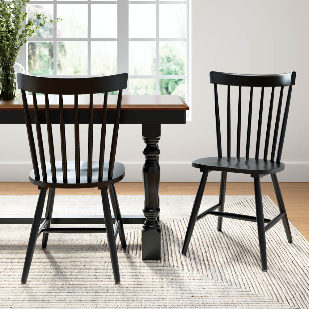 Shop Bush Furniture Windsor High Back Spindle Dining Chairs - Set of 2, Image 02, WDNCH02BLP-03, #color_black paint
