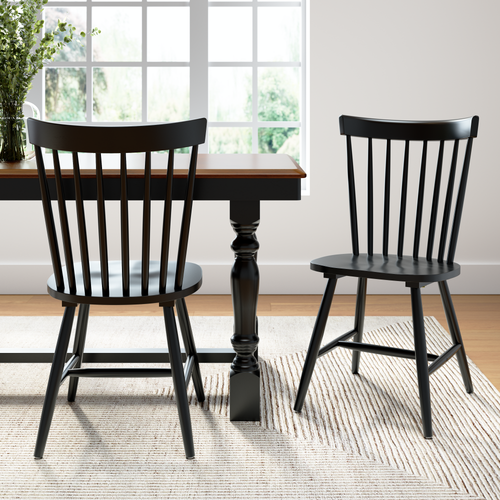Shop Bush Furniture Windsor High Back Spindle Dining Chairs - Set of 2, Image 02, WDNCH02BLP-03, #color_black paint